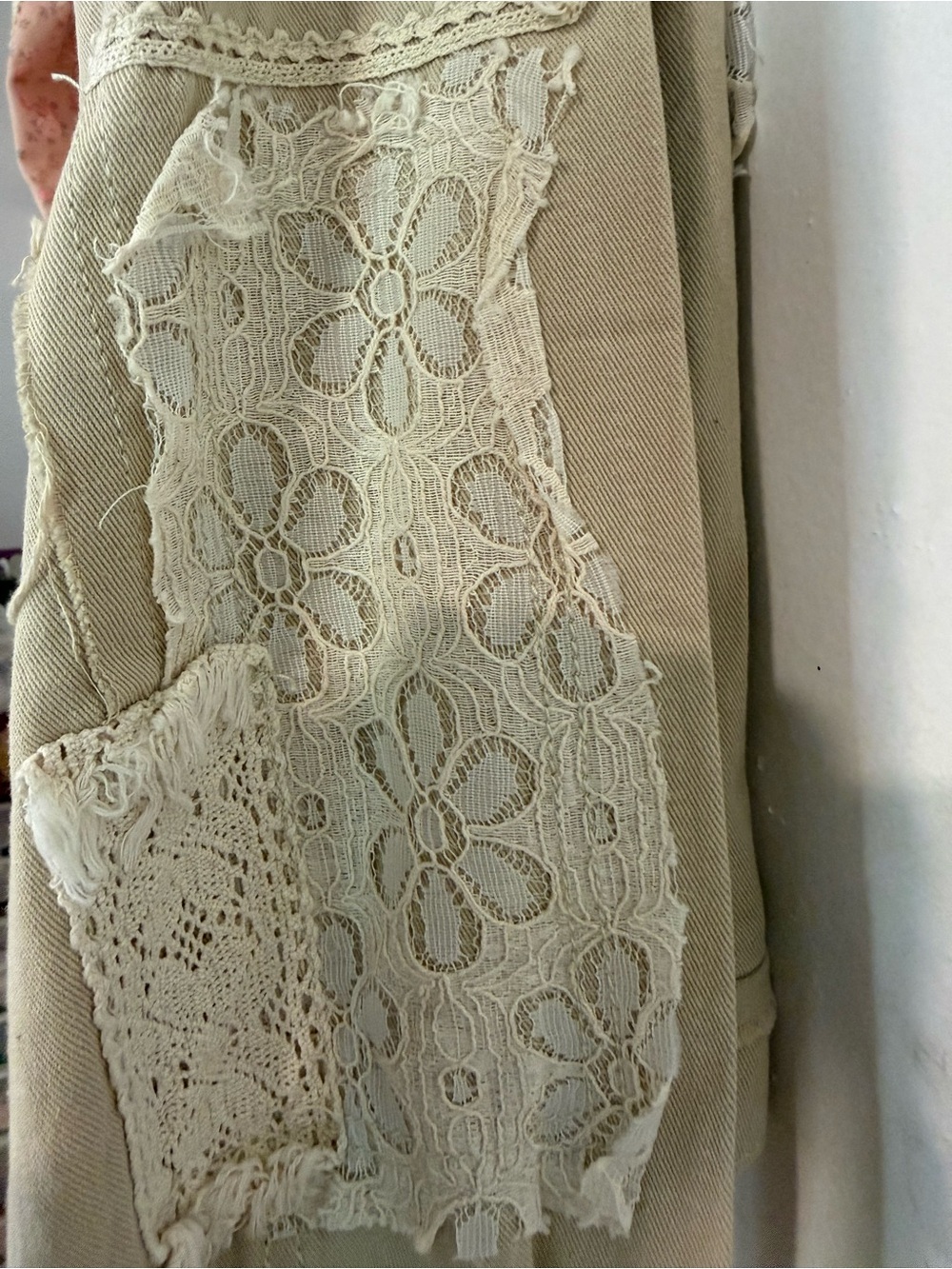 POL Patchwork Denim Jacket in Taupe and Blush Accents - Picture 3 of 5